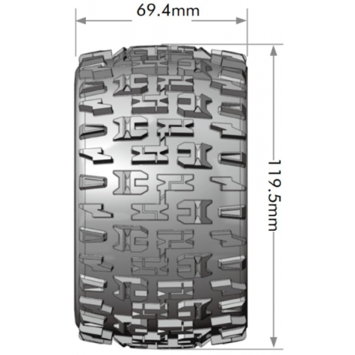 Колеса в сборе (2шт) Louise RC MT-PIONEER Soft для автомоделей монстр трак, трагги 1/10 масштаба, черные диски, HEX: 12,14,17мм фото 2